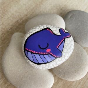 Whale Painted Rock. NEW Handmade Art. Purple Whale. BTS